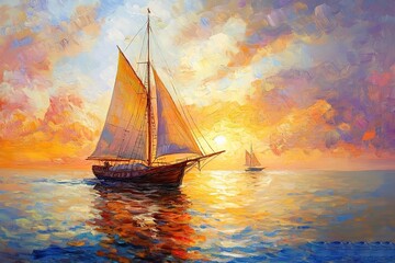 Vibrant Irises in a Summer Sky Painting