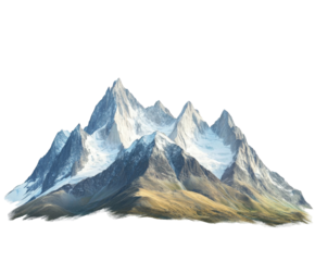 Majestic Mountain Peaks, A Breathtaking Winter Landscape , isolated on white background PNG