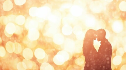 Romantic couple silhouette against a vibrant bokeh background for celebration and love themes