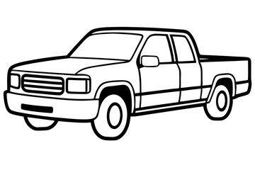 Modern Pickup Truck Line Drawing
