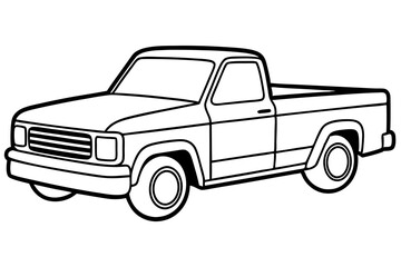 Modern Pickup Truck Line Drawing