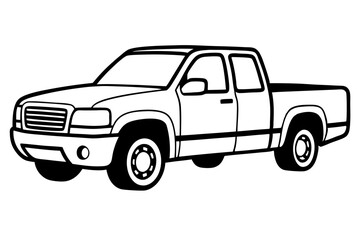 Modern Pickup Truck Line Drawing © MdBabul