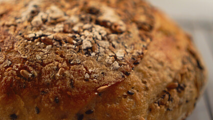 Fresh homemade bread with seeds