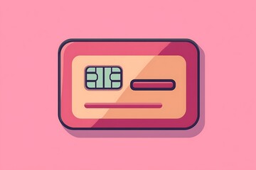 Flat Design Pink Credit Card Illustration with Chip