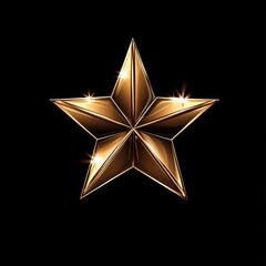 Obraz premium Symbol of excellence with a smooth-edged five-pointed star glowing in golden hues against a black background for design and artistic purposes