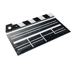 Fototapeta premium Elegant Black and White Clapperboard, Cinematic Film Production Equipment , isolated on white background PNG