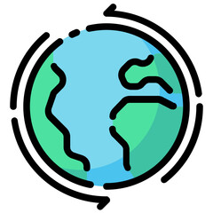 earth rotate vector filled outline icon