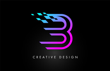 B Racing Style letter Logo design icon Vector