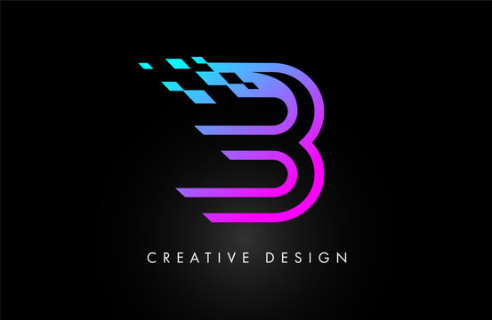 B Racing Style letter Logo design icon Vector