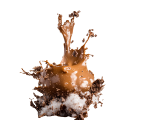 A Delicious Chocolate Splash, A Visual Treat for the Senses , isolated on white background PNG