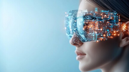 Innovative wearable holographic technology futuristic laboratory iot ecosystem digital environment close-up view advancing interaction with augmented reality