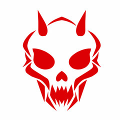 vector graphic illustration of skull head symbols in red