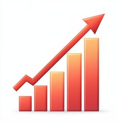 The upward-pointing arrow in this minimalist bar graph represents significant growth, effectively highlighting positive trends in a visually appealing manner