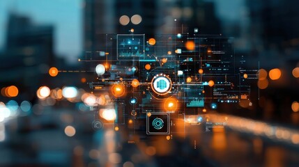 Exploring wearable iot devices in a connected ecosystem network urban environment digital interface visualization technology concept futuristic viewpoint