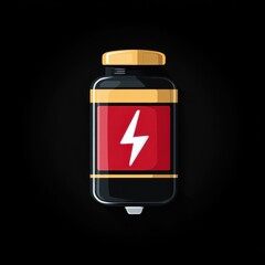 Obraz premium Simple battery icon with charge indicator showing battery status in a graphic design style against a dark background emphasizing power and energy levels