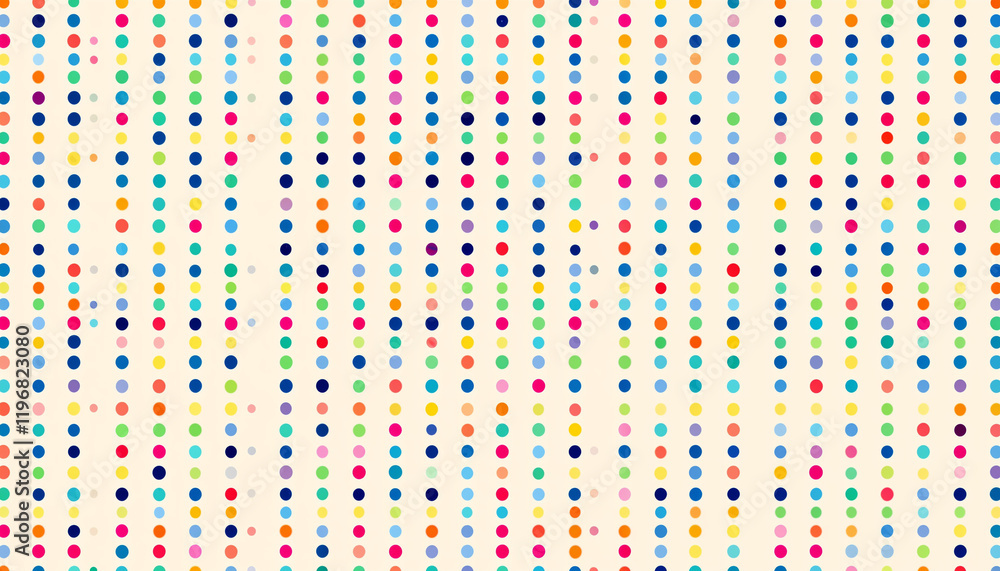 Poster colorful dots create a vibrant pattern on a light background, showcasing dynamic design