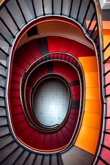 Fototapeta premium Colorful spiral staircase viewed from above. (1)