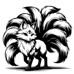 Nine-tailed Kitsune Fox