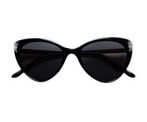 Elegant Black Cat-Eye Sunglasses with Exquisite Details , isolated on white background PNG