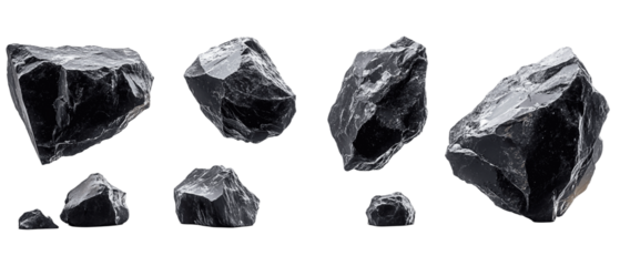 Asteroids flying separately isolated on white background. Suitable for marketing or business purposes. PNG file