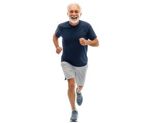 Senior Man Running: Embracing a Healthy Lifestyle , isolated on white background PNG