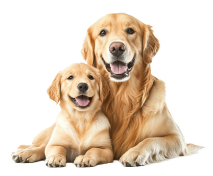 Golden Retriever Mother and Puppy: A Touching Image of Family Love , isolated on white background PNG