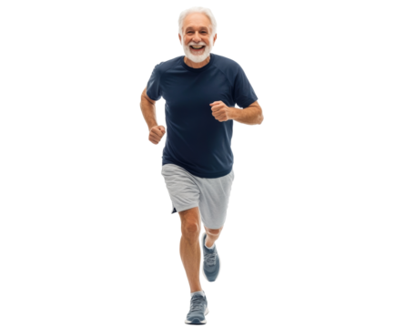 Senior Man Running: Embracing a Healthy Lifestyle , isolated on white background PNG
