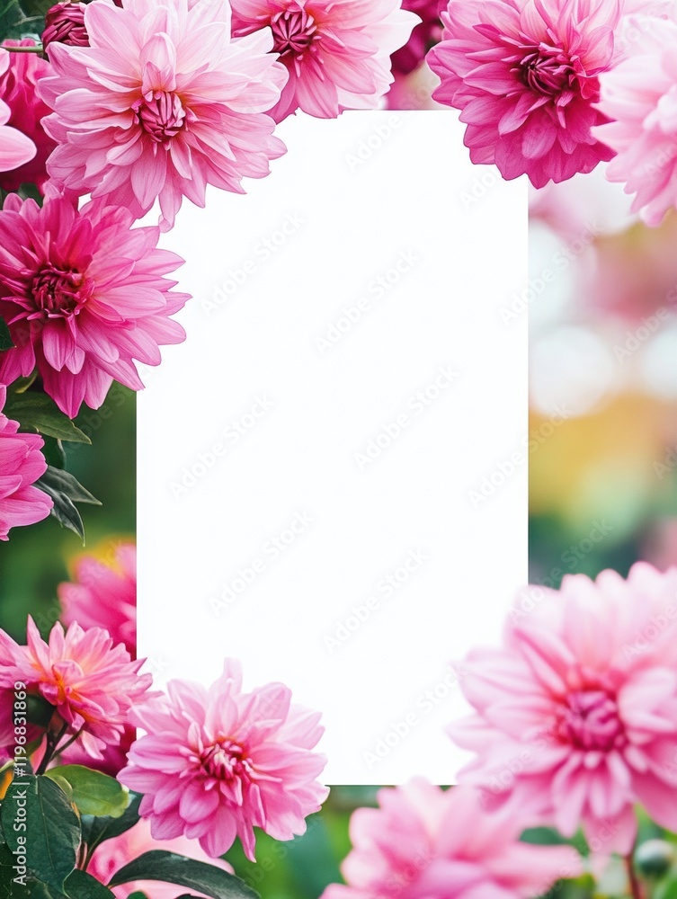 Leinwandbilder bright pink flowers frame empty space for text in a vibrant garden setting during spring. generative