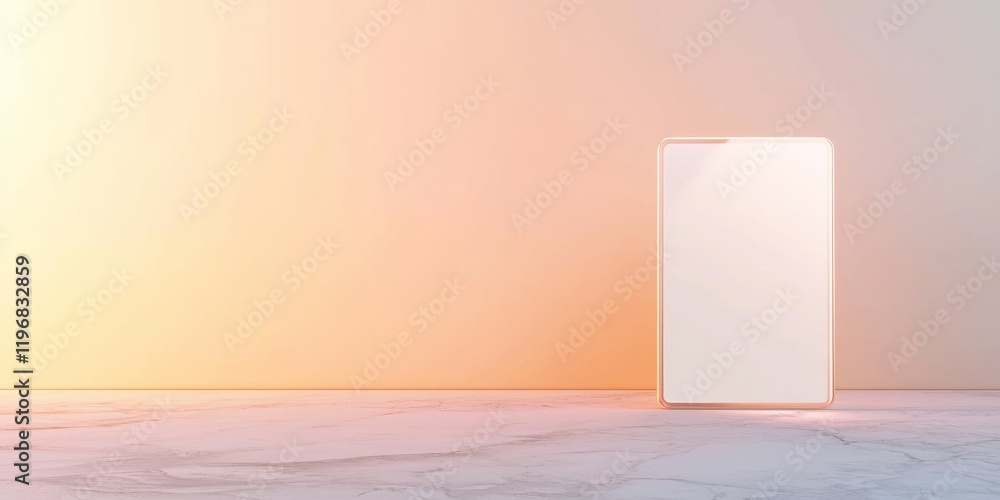 Leinwandbilder futuristic ai assistant displayed on transparent tablet in minimalist setting with neon light reflec