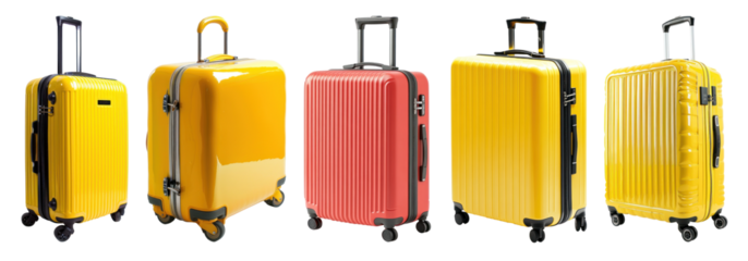 PNG Colorful luggage for stylish travel, isolated element set, transparent background