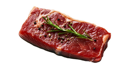 Obraz premium Raw beef steak on isolate background with fresh meat ready for cooking