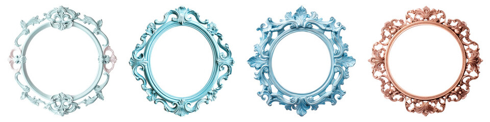 PNG Elegant vintage ornate frames, isolated element set, transparent background