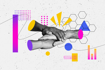 Composite image montage trend artwork 3D collage of gesture finger hand body language symbol...