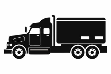 Minimalist Semi-Truck Vector Line Art