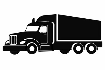 Minimalist Semi-Truck Vector Line Art