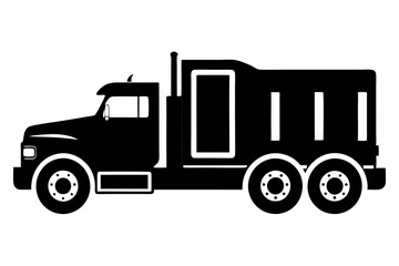 Minimalist Semi-Truck Vector Line Art