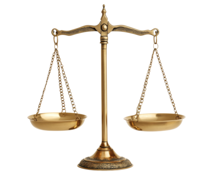 Golden Scales of Justice: A Timeless Symbol of Balance and Fairness , isolated on white background PNG