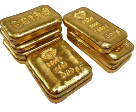 Golden Investment Bars: A Precious Metal Collection for Wealth , isolated on white background PNG