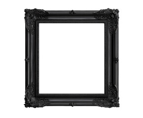 Exquisite Black Ornate Picture Frame - High-Quality Decorative Border for Art , isolated on white background PNG