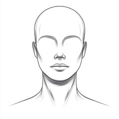 Clean outline of a head and shoulders figure designed to showcase facial features, ideal for artistic reference and design templates in graphic arts and illustration projects