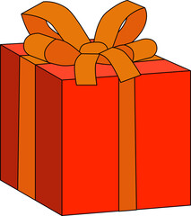 Cartoon red gift box icon