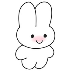シンプルうさぎ白照れるうふふ
