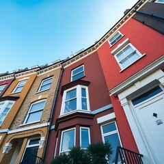 Obraz premium Colorful terraced houses under a blue sky. (5)