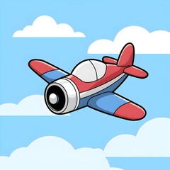 Classic design of single jet powered plane flying in clouded sky.