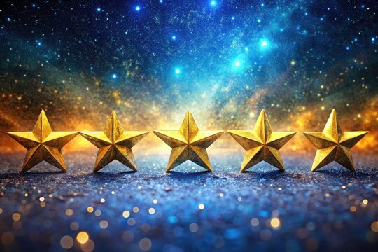 Rule of thirds captures five golden stars: two celestial rows in perfect alignment.