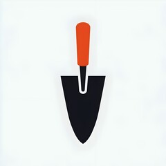 Pointing trowel with orange handle isolated on white background. Construction tools and hardware.
