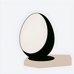 Illustration of shadow cast onto egg isolated on white background.