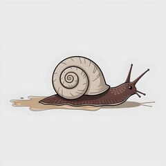Snail leaving slimy trail illustration isolated on white background.