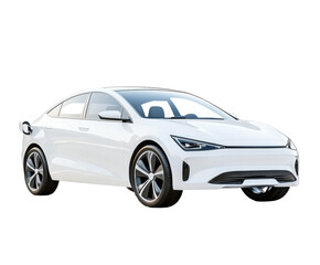 Fototapeta premium Sleek White Electric Car: A Glimpse into the Future of Transportation , isolated on white background PNG