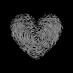 fingerprint heart isolated on white